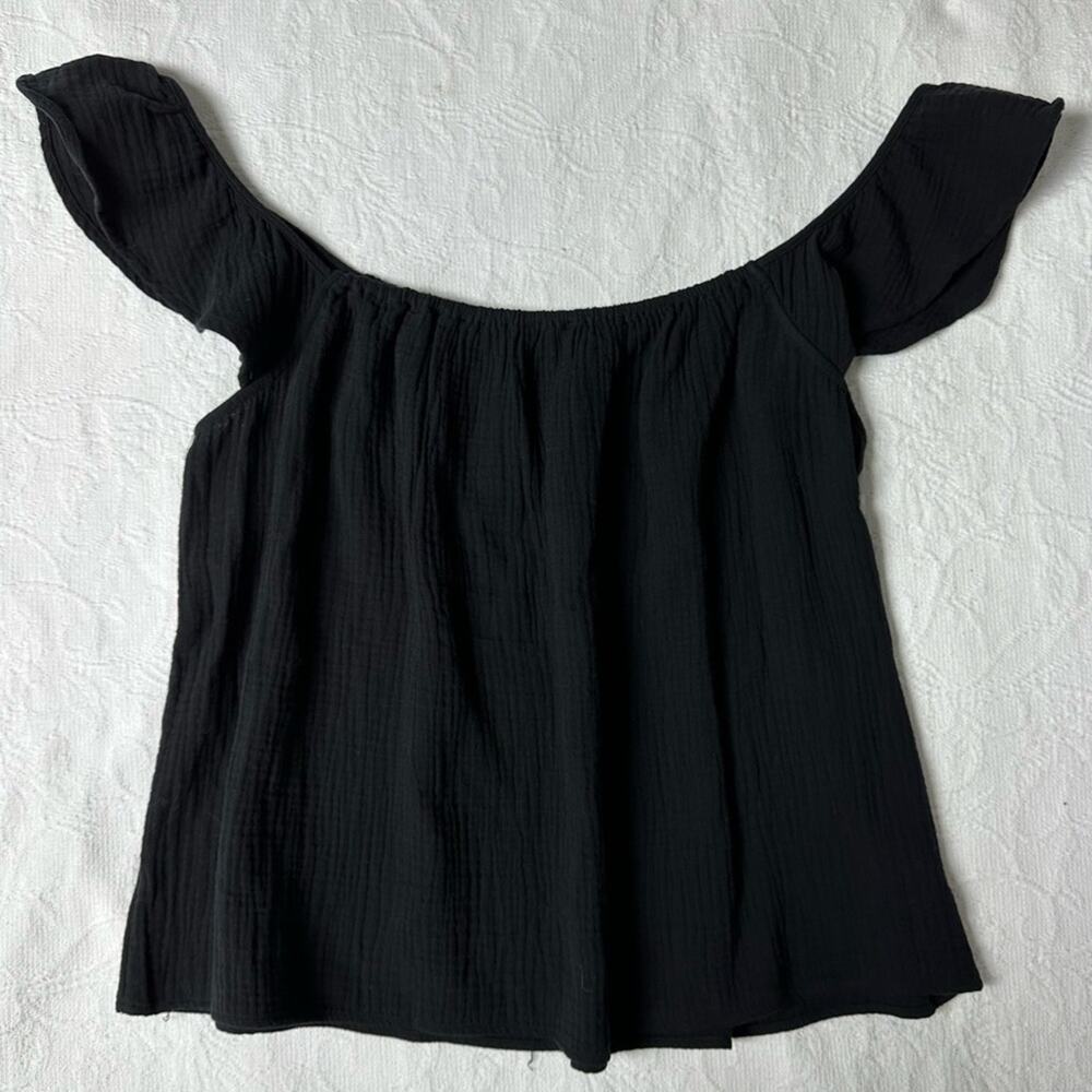 NWOT Ann Taylor Gauze Ruffle Black Tank Size XL